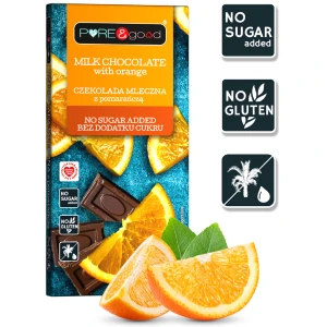 Czekolada mleczna z pomarańczą bez dodatku cukru i glutenu 75g  PURE&good