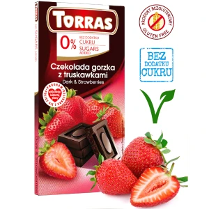 Czekolada gorzka z truskawkami bez dodatku cukru i bez glutenu 75g TORRAS