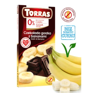 Czekolada gorzka z bananami bez dodatku cukru i bez glutenu 75g TORRAS