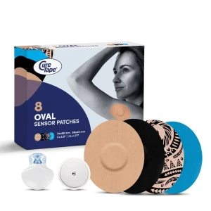 Owalne Plastry ochronne na sensor CGM do monitorowania glikemii CureTape Sensor Patches MIX, 8 szt. 