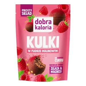 Dobra Kaloria Kulki owocowo-orzechowe w pudrze malinowym bez dodatku cukru 65g