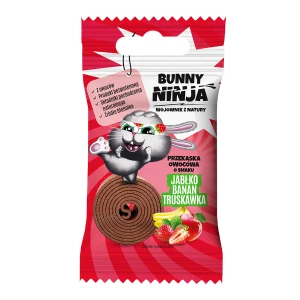 BUNNY NINJA FRUIT ROLLS Przekąska o smaku jabłko-banan-truskawka bez dodatku cukru 15g