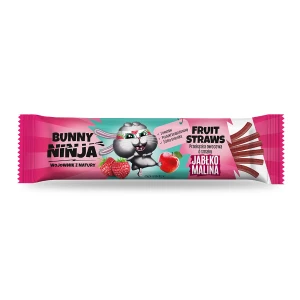 BUNNY NINJA FRUIT STRAWS Przekąska owocowa w kształcie pałeczek o smaku jabłko-malina bez dodatku cukru 16g