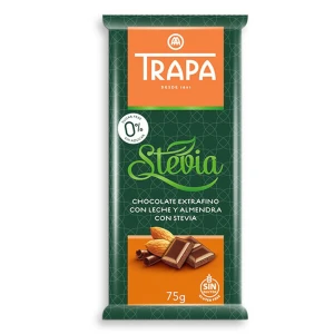 Czekolada mleczna z migdałami ze stewią bez dodatku cukru75g TRAPA