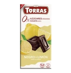 Czekolada gorzka z cytryną bez dodatku cukru i bez glutenu 75g TORRAS