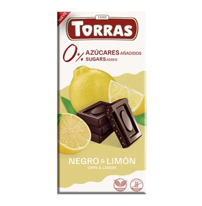 Czekolada gorzka z cytryną bez dodatku cukru i bez glutenu 75g TORRAS