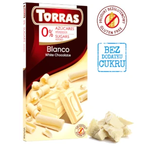 Czekolada biała bez dodatku cukru i bez glutenu 75g TORRAS