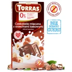 Czekolada mleczna z orzechami laskowymi bez dodatku cukru i bez glutenu 75g TORRAS